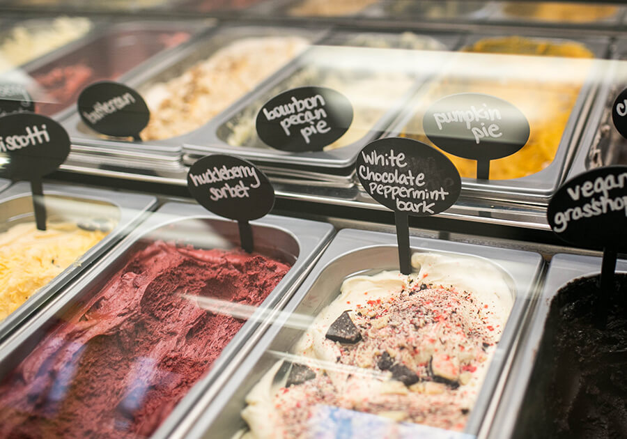 Ice Cream counter at Mama Bird's